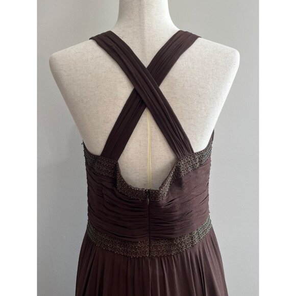 Jones New York Silk Sleeveless Fit and Flare Dress Womens 10 Brown Flowy Y2K - Picture 4 of 8